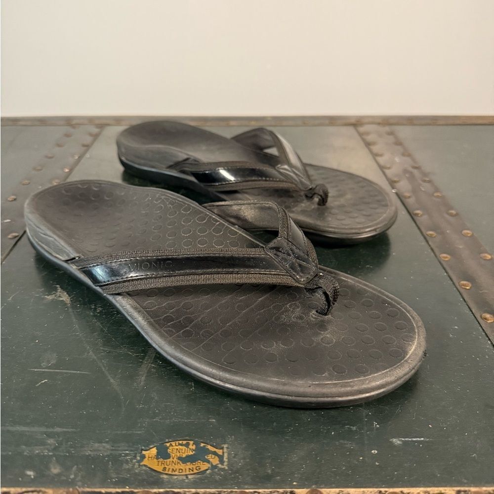 Vionic Tide II Toe Post Women's Orthotic Flip Flop Sandals - Black, US 9